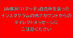 JA横浜「ハマッ子」直売所を装ったインスタグラムの偽アカウントからのダイレクトメッセージにご注意ください